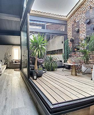 Baie coulissante angle sans poteau